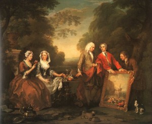 Oil hogarth, william Painting - The Fountaine Family  1730 by Hogarth, William