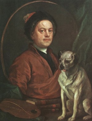 Oil hogarth, william Painting - The Painter and his Pug, 1745 by Hogarth, William