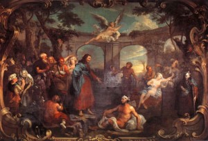 Oil hogarth, william Painting - The Pool of Bethesda, 1736 by Hogarth, William