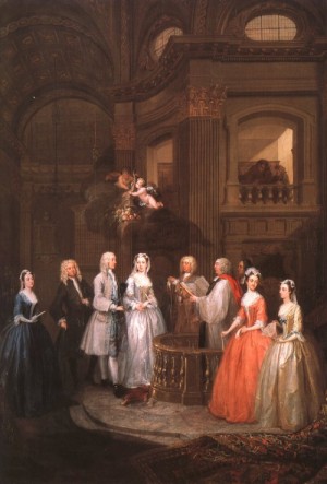 Oil hogarth, william Painting - The Wedding of Stephen Beckingham & Mary Cox, 1729-30 by Hogarth, William