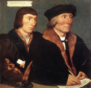 Oil holbein,hans Painting - Double Portrait of Sir Thomas Godsalve and His Son John    1528 by Holbein,Hans