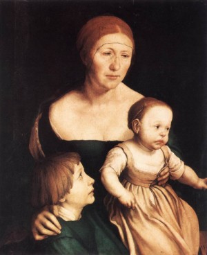 Oil holbein,hans Painting - The Artist's Family    1528 by Holbein,Hans