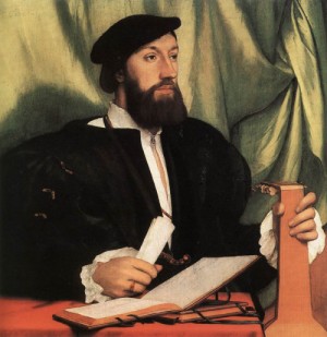 Oil holbein,hans Painting - Unknown Gentleman with Music Books and Lute   c. 1534 by Holbein,Hans