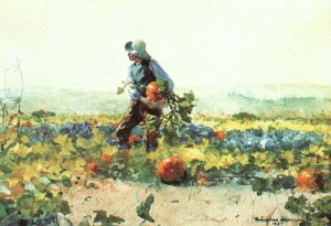 Oil homer, winslow Painting - For to be a Farmer's Boy, 1887 by Homer, Winslow