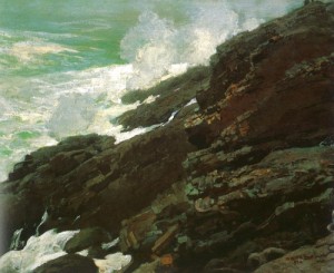 Oil homer, winslow Painting - High Cliff, Coast of Maine  1894 by Homer, Winslow