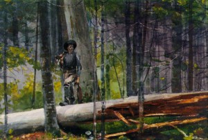 Oil homer, winslow Painting - Hunter in the Adirondacks  1892 by Homer, Winslow