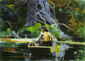 Oil homer, winslow Painting - The Adirondack Guide  1894 by Homer, Winslow