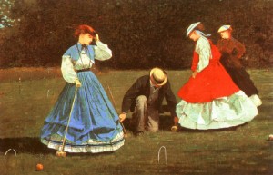 Oil homer, winslow Painting - The Croquet Game 1866 by Homer, Winslow
