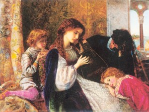 Oil music Painting - A Music Party   1861-64 by Hughes, Arthur