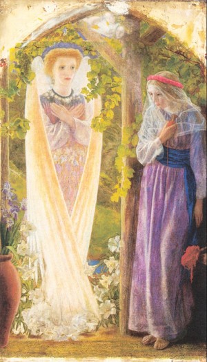 Oil annunciation Painting - The Annunciation   1857-58 by Hughes, Arthur