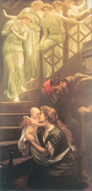 Oil hughes, arthur Painting - The Heavenly Stair  1887-88 by Hughes, Arthur