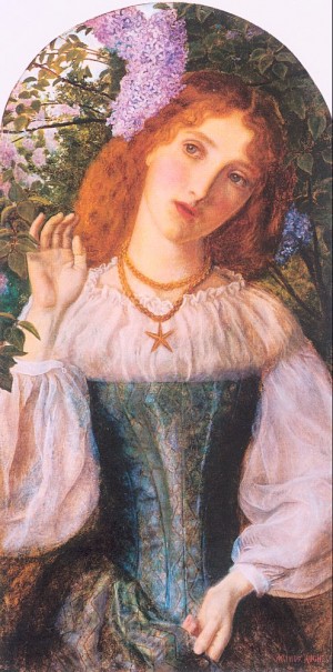 Oil hughes, arthur Painting - The Lady with the Lilacs   1862 by Hughes, Arthur