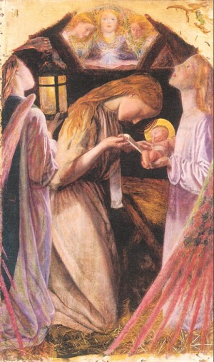 Oil hughes, arthur Painting - The Nativity   1857-58 by Hughes, Arthur