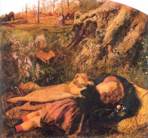 Oil hughes, arthur Painting - The Woodman's Child   1860 by Hughes, Arthur