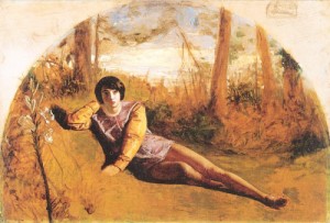 Oil hughes, arthur Painting - The Young Poet   1849 by Hughes, Arthur