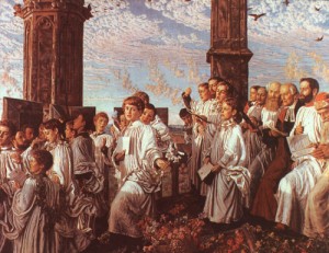 Oil hunt, william holman Painting - May Morning on Magdalen Tower  1890 by Hunt, William Holman