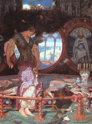 Oil hunt, william holman Painting - The Lady of Shalott, 1889-92 by Hunt, William Holman