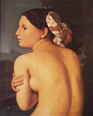 Oil ingres, jean-auguste-dominique Painting - Half Figure of a Bather by Ingres, Jean-Auguste-Dominique