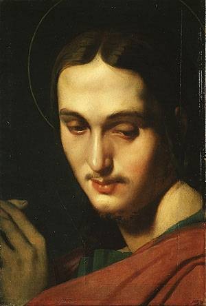 Oil the Painting - Head of Saint John the Evangelist 1818 by Ingres, Jean-Auguste-Dominique