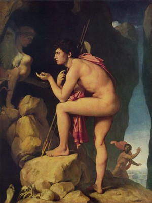 Oil ingres, jean-auguste-dominique Painting - Oedipus and the Sphinx by Ingres, Jean-Auguste-Dominique