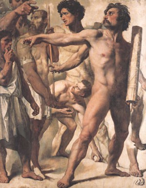 Oil the Painting - Study for The Martyrdom of St Symphorien by Ingres, Jean-Auguste-Dominique