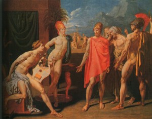 Oil the Painting - The Ambassadors of Agamemnon in the Tent of Achilles  1801 by Ingres, Jean-Auguste-Dominique