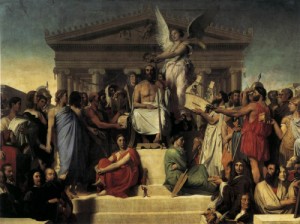 Oil the Painting - The Apotheosis of Homer  1827 by Ingres, Jean-Auguste-Dominique
