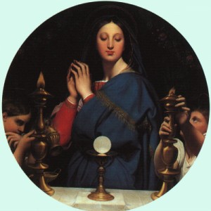 Oil ingres, jean-auguste-dominique Painting - The Virgin with the Host, 1854, by Ingres, Jean-Auguste-Dominique
