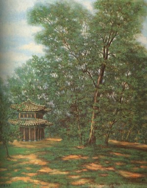 Oil ji, byun shi Painting - Palace, 1972 by Ji, Byun Shi