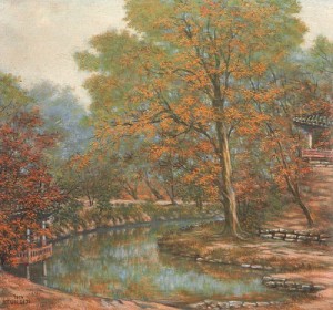 Oil ji, byun shi Painting - Pan-do Pond, 1974 by Ji, Byun Shi