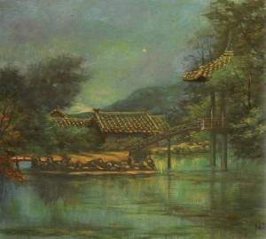 Oil ji, byun shi Painting - Royal Palace, 1963 by Ji, Byun Shi