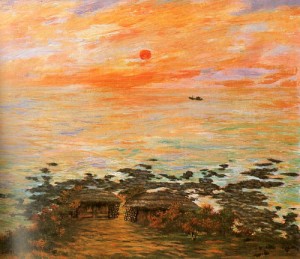Oil ji, byun shi Painting - Sunset, 1977 by Ji, Byun Shi