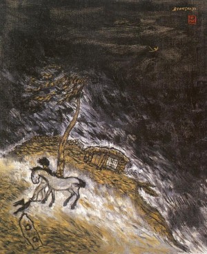 Oil ji, byun shi Painting - The Dark by Ji, Byun Shi