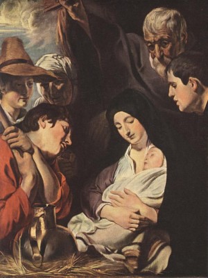 Oil the Painting - Adoration of the Shepherds      Mauritshuis, The Hague by Jordaens, Jacob