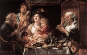 Oil the Painting - As the Old Sang the Young Play Pipes    1638 by Jordaens, Jacob