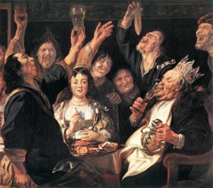 Oil jordaens, jacob Painting - The Bean King   c. 1655 by Jordaens, Jacob