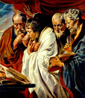 Oil jordaens, jacob Painting - The Four Evangelists   1620-25 by Jordaens, Jacob