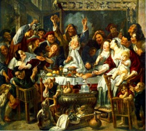 Oil jordaens, jacob Painting - The King Drinks    1638 by Jordaens, Jacob