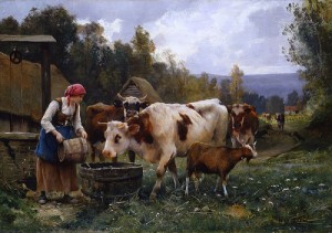 Oil julien dupre Painting - At the Well by Julien Dupre