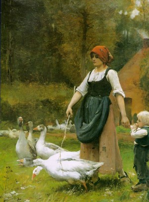 Oil julien dupre Painting - In the Meadow, 1881, by Julien Dupre