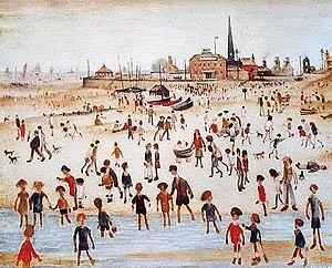 Oil l.s lowry Painting - At the Seaside 1946 by L.S Lowry