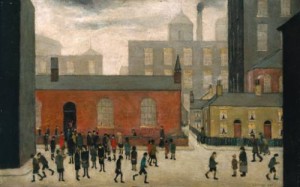 Oil l.s lowry Painting - Coming out of School 1927 by L.S Lowry
