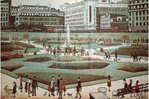 Oil gardens Painting - Piccadilly Gardens by L.S Lowry