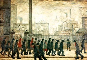 Oil l.s lowry Painting - Returning from work 1929 by L.S Lowry