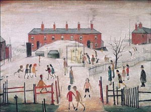 Oil l.s lowry Painting - The School Yard by L.S Lowry
