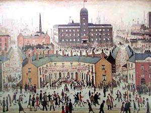 Oil l.s lowry Painting - V E DAY by L.S Lowry
