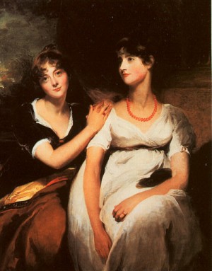 Oil the Painting - The Daughters of Colonel Thomas Carteret Hardy  1801 by Lawrence, Sir Thomas