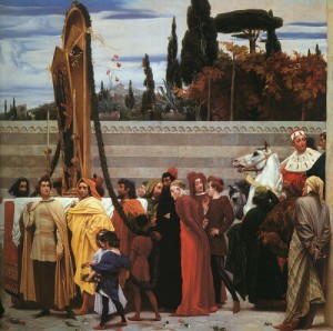 Oil leighton, frederic, lord Painting - Madonna paraded down the streets of Florence. by Leighton, Frederic, Lord