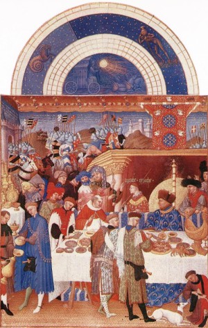 Oil limbourg brothers Painting - Les tres riches heures du Duc de Berry, Janvier    1412-16 by Limbourg Brothers
