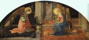 Oil lippi, fra filippo Painting - Annunciation, 1448-50, by Lippi, Fra Filippo